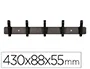Liderpapel Perchero de Pared Metálico Negro 5 Colgadores 430x88x55 mm