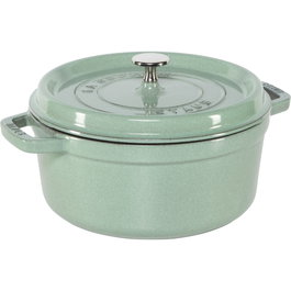 Staub La Cocotte 24cm redonda Verde salvia, Hierro fundido