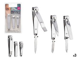 Berilo Set 3 Cortauñas Color Plata Metal 8 cm x 14 cm x 2 cm (Set de 48)