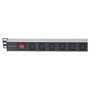Intellinet PDU de Rack 19" 1U, 8 Tomas C13, IEC320 C14, Cable 2m Desmontable, 16A, 110-250V, Negro/Plata, con Soportes