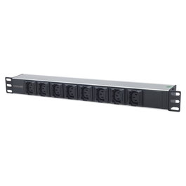 Intellinet PDU de Rack 19" 1U, 8 Tomas C13, IEC320 C14, Cable 2m Desmontable, 16A, 110-250V, Negro/Plata, con Soportes