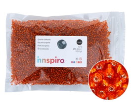 Innspiro Rocalla de vidrio redonda plateado naranja 3,8mm 500g