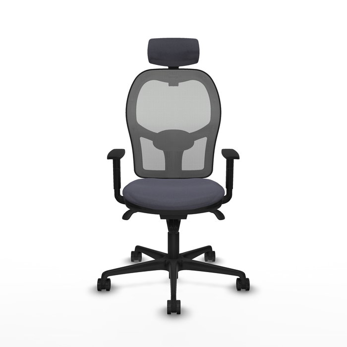 Silla de oficina Jorquera con mecanismo Sincro tapizada con Tela color Gris oscuro y malla color Gris. Equipada con lumbar 1D, Brazos 1D, Cabecero 2D y Ruedas 65mm nailon Silla de oficina Jorquera con mecanismo Sincro tapizada con Tela color Gris oscuro y malla color Gris. Equipada con lumbar 1D, Brazos 1D, Cabecero 2D y Ruedas 65mm nailon