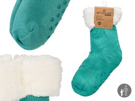 Giftdecor Calcetín Sherpa Infantil Menta 15x30x5 cm (Set de 12)