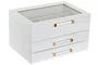 DKD Home Decor Joyero Tradicional Blanco Madera Cristal 26.5 x 19 x 16 cm (2 Unidades)