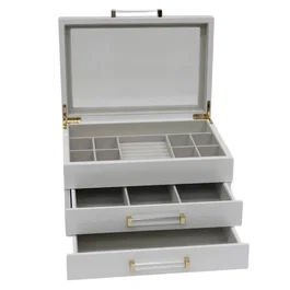 DKD Home Decor Joyero Tradicional Blanco Madera Cristal 26.5 x 19 x 16 cm (2 Unidades)