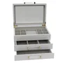 DKD Home Decor Joyero Tradicional Blanco Madera Cristal 26.5 x 19 x 16 cm (2 Unidades)