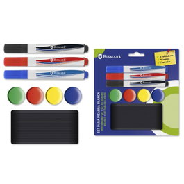 Bismark Rotulador Digital para Pizarra con Imanes y Borrador, Set 8 Piezas, Colores Surtidos, Referencia 329311