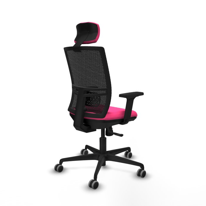 PIQUERAS Y CRESPO Silla de oficina Yunquera Rosa y Negro con Mecanismo Sincro