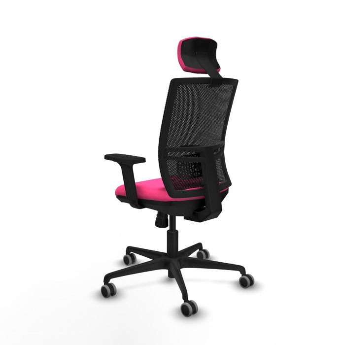 PIQUERAS Y CRESPO Silla de oficina Yunquera Rosa y Negro con Mecanismo Sincro