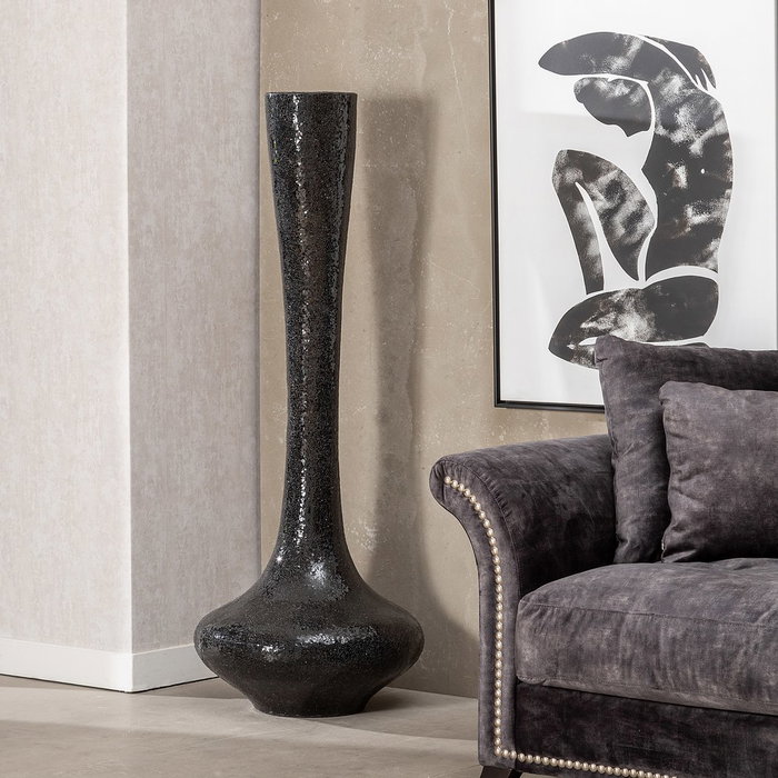 Jarrón Negro Fibra de Vidrio Decoración 54 X 54 X 154 cm