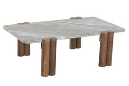 DKD Home Decor Mesa de Centro Toronto Marble Mango y Mármol Marrón