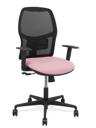 PIQUERAS Y CRESPO Silla Alfera con mecanismo sincro, respaldo de malla negra y asiento rosa