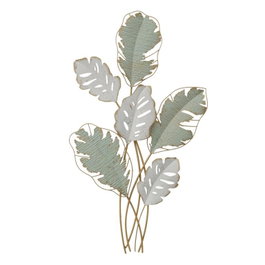 DKD Home Decor Decoración de Pared de Metal con Diseño de Hojas, 57x5,7x103 cm