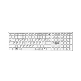 Nilox Pro Wireless Silver - Teclado Inalámbrico Español USB + Bluetooth QWERTY 100% con Teclado Numérico Blanco para Hogar y Oficina