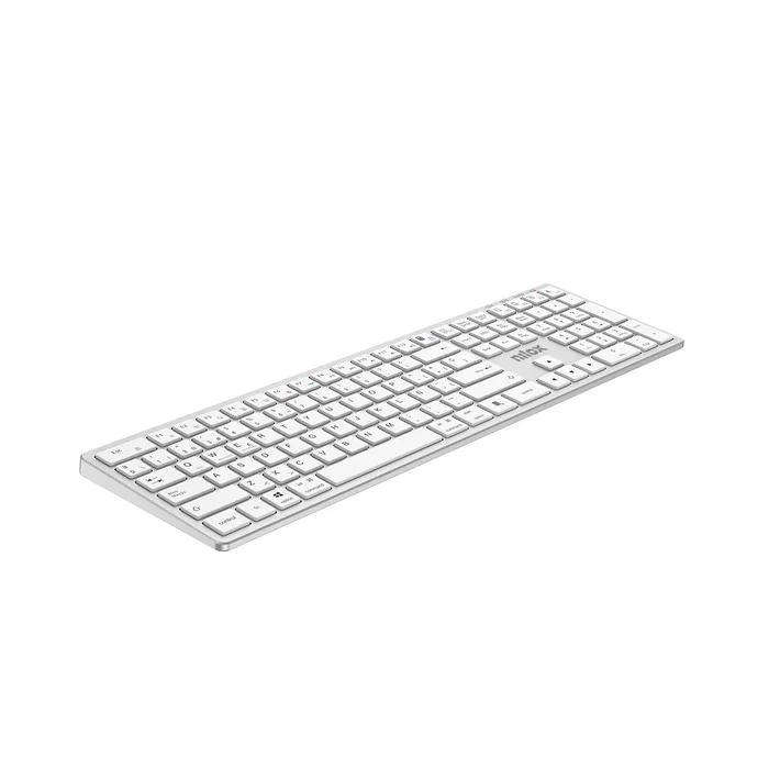 Nilox Pro Wireless Silver - Teclado Inalámbrico Español USB + Bluetooth QWERTY 100% con Teclado Numérico Blanco para Hogar y Oficina