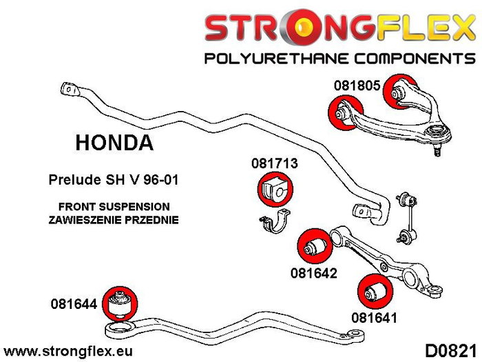 StrongFlex STF081642B Silentblock Brazo Inferior Delantero Interior para Honda Prelude V (96-01) BB SH
