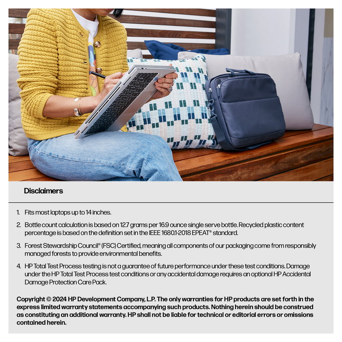 HP Maletín Bolsa para Portátil Everyday 14 Pulgadas (35.8 cm) Odyssey Gray Resistente al Agua, Tirante de Hombro, Gris, Poliéster