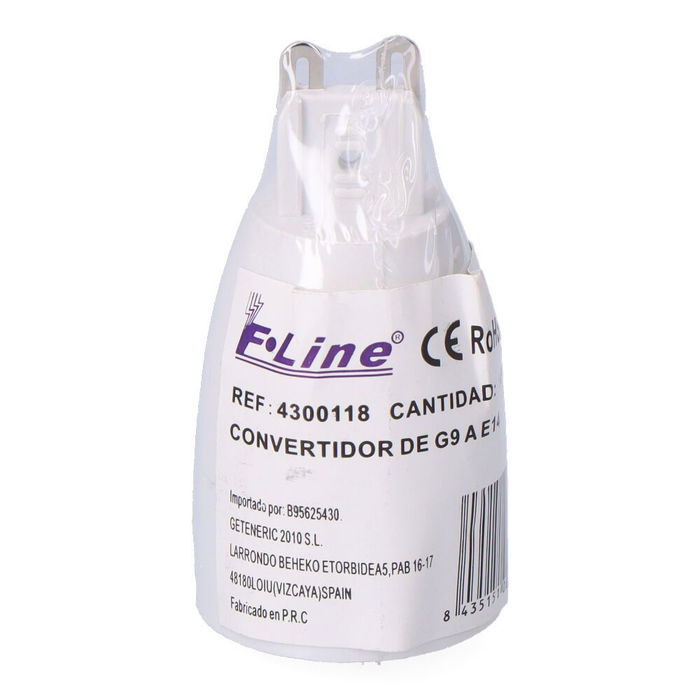 F-Line Convertidor Casquillo G9 a E14, 2a 230V, Blanco, Ø30 x 57 mm