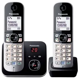 Panasonic KX-TG6822 Teléfono Inalámbrico Duo con Contestador Automático Negro Gris