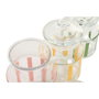 DKD Home Decor Set de 3 Botes de Cristal con Diseño de Rayas Multicolor