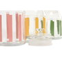 DKD Home Decor Set de 3 Botes de Cristal con Diseño de Rayas Multicolor