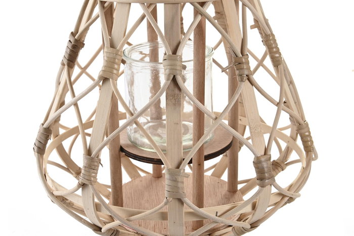 DKD Home Decor Portavelas de Yute y Cristal Natural