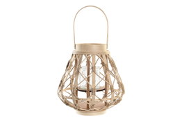 DKD Home Decor Portavelas de Yute y Cristal Natural