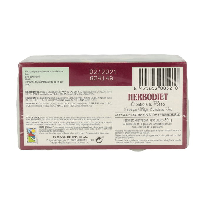 Nova Diet Herbodiet Controla Tu Peso 20 bolsitas filtro Nova Diet Herbodiet Controla Tu Peso 20 bolsitas filtro