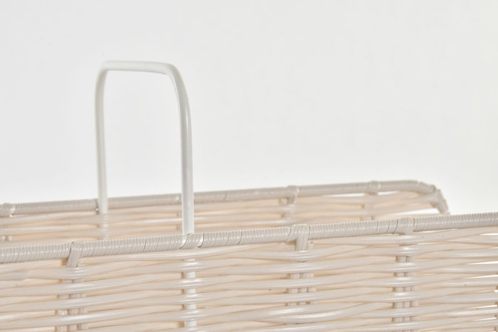 DKD Home Decor Revistero Boho Mimbre Metal Natural Blanco 36.5 x 15 x 41 cm