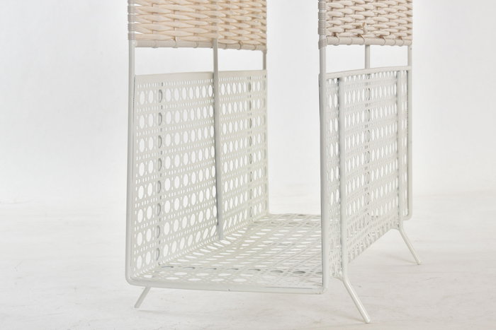 DKD Home Decor Revistero Boho Mimbre Metal Natural Blanco 36.5 x 15 x 41 cm