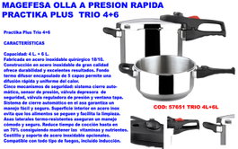 MAGEFESA Juego de ollas a presión Practika Plus Trio 4L+6L