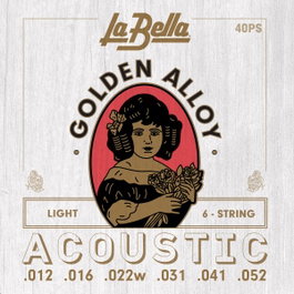 Juego de Cuerdas para Guitarra Acústica La Bella Golden Alloy Light 12-52