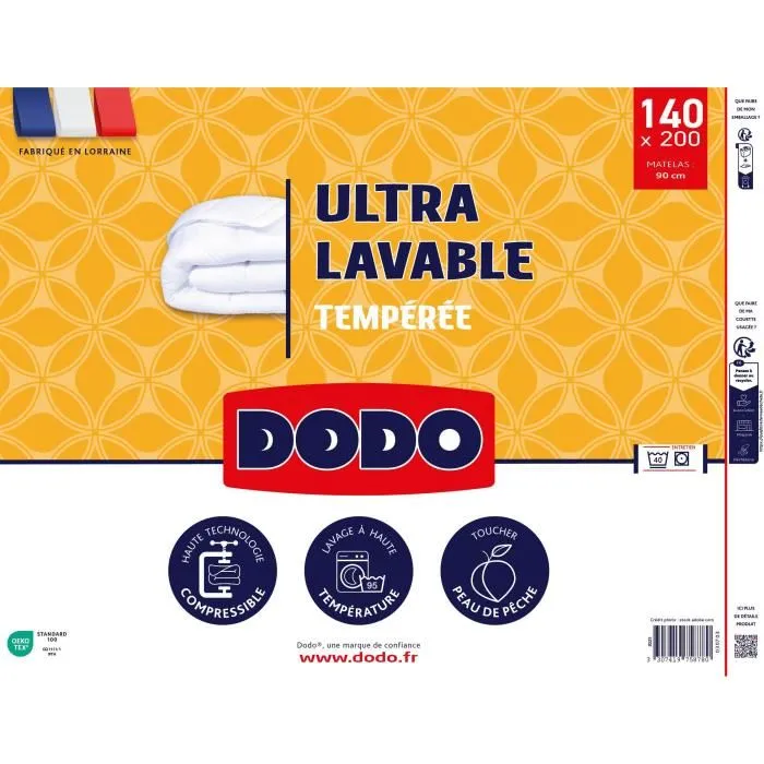 DODO Edredón Nórdico Templado 300 g/m² ULTRA LAVABLE Blanco 140 x 200 cm DOD3307419758780