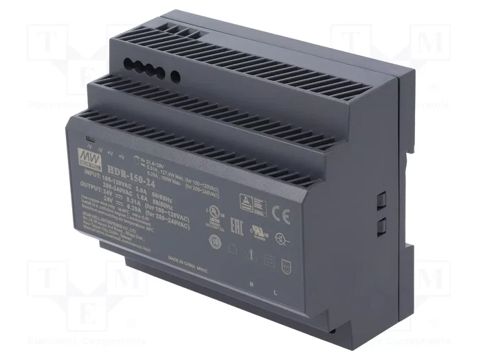 Meanwell HDR-150-24 Fuente de alimentación 24V 150W Carril DIN Meanwell HDR-150-24 Fuente de alimentación 24V 150W Carril DIN