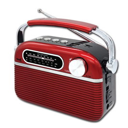 SAMI Radio Vintage 3 Bandas, FM/AM/MW, Bluetooth, USB, Aux, Micrófono, AC/DC