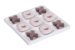 DKD Home Decor Juego de Mesa Tic Tac Toe de Cemento Marrón y Blanco