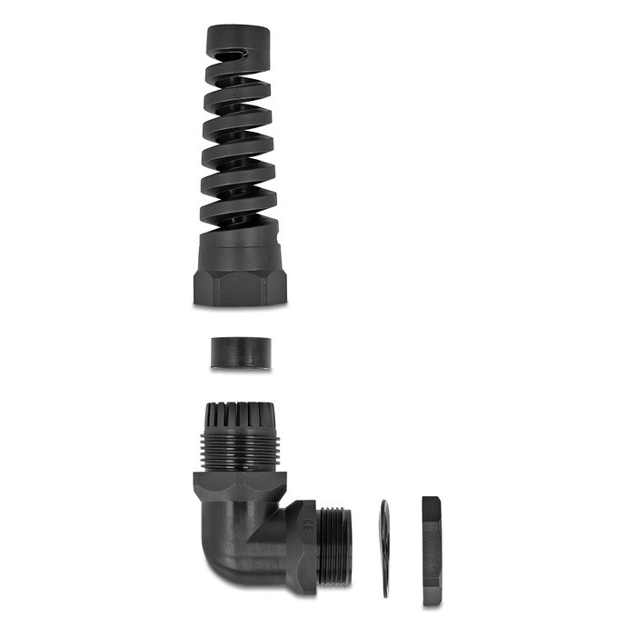 DeLOCK Prensaestopas con alivio de tensión 90° PG11 negro