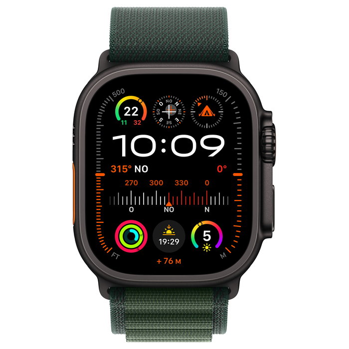 Apple Watch Ultra 2 GPS + Cellular 49mm Caja Titanio Negro con Correa Alpine Verde Oscuro Talla M