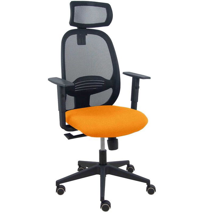 PIQUERAS Y CRESPO Silla Cilanco con Mecanismo Sincro, Malla Negra y Asiento Naranja