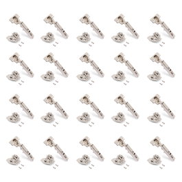 Emuca Lote de 20 bisagras rectas X92N y suplementos de montaje mixto, Diámetro 5x9.5mm, Altura 0, Acero, Niquelado