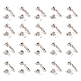 Emuca Lote de 20 bisagras rectas X92N y suplementos de montaje mixto, Diámetro 5x9.5mm, Altura 0, Acero, Niquelado