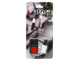 Atosa Kit de Maquillaje Rojo y Negro con Aplicador y Lápiz Mini