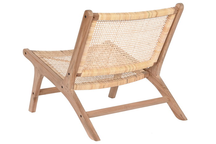 DKD Home Decor Silla de Teca y Ratán Natural