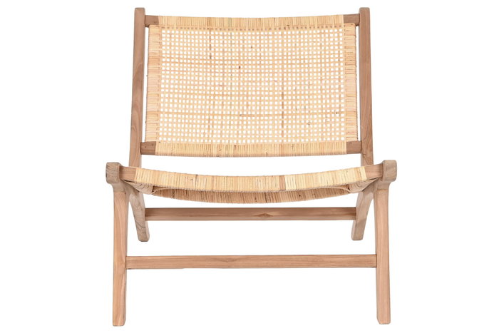 DKD Home Decor Silla de Teca y Ratán Natural