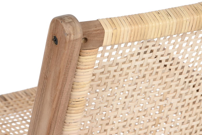 DKD Home Decor Silla de Teca y Ratán Natural