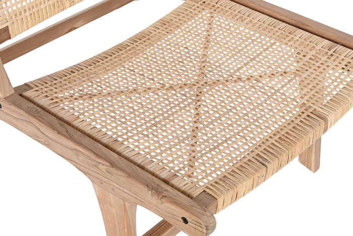 DKD Home Decor Silla de Teca y Ratán Natural