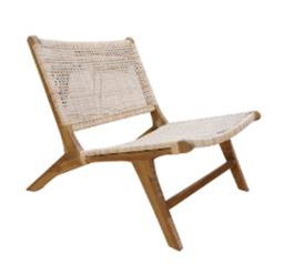 DKD Home Decor Silla de Teca y Ratán Natural