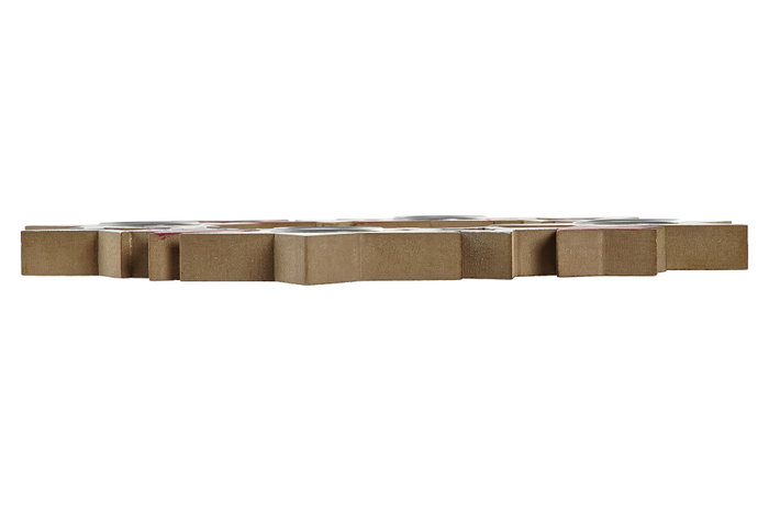 DKD Home Decor Portavelas de Madera Rojo y Blanco con 4 Velas