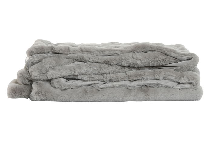 DKD Home Decor Manta Rabit fur april 24 b Gris Claro Poliester 240 x 1 x 220 cm